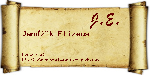 Janák Elizeus névjegykártya